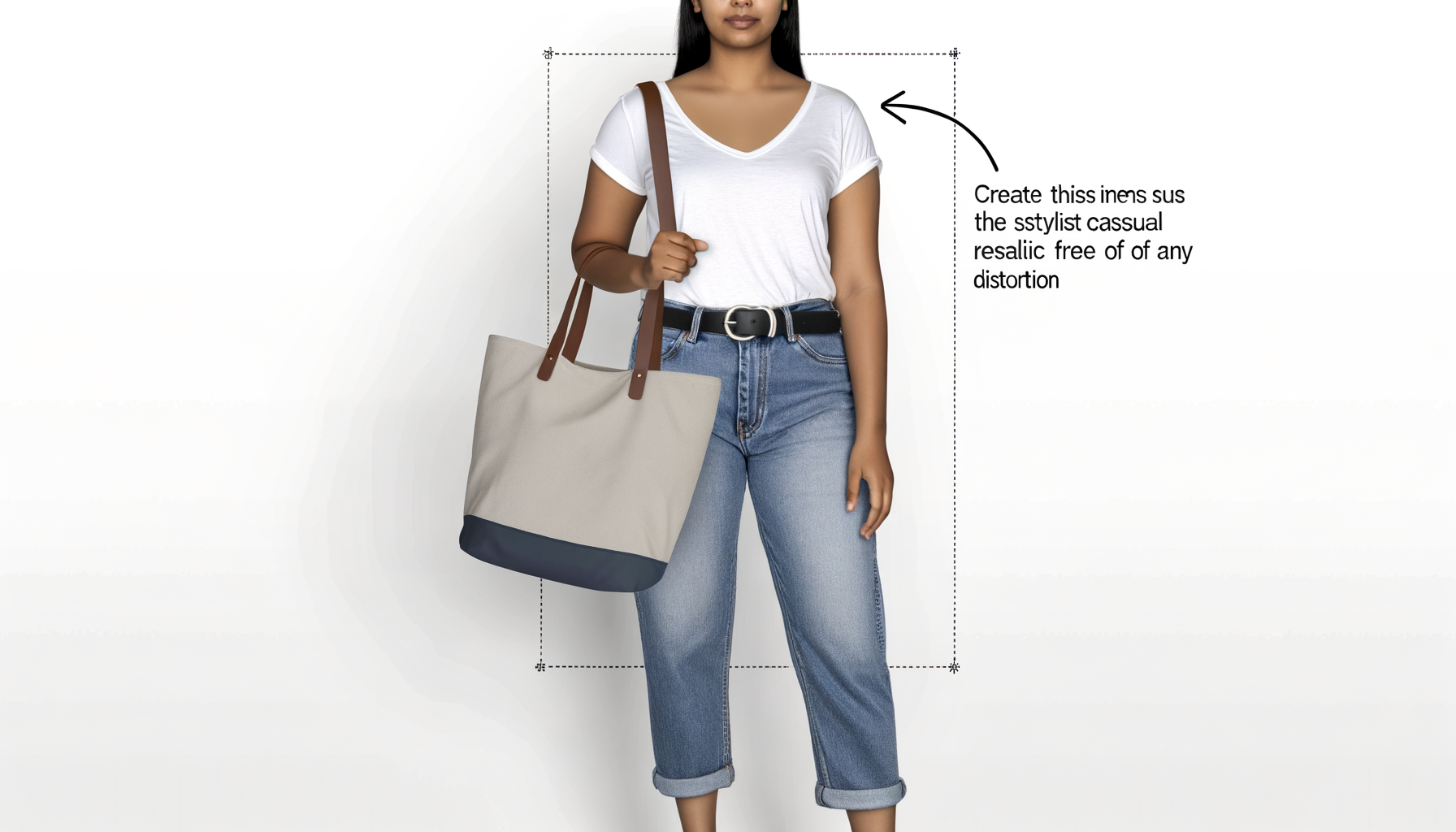 Casual chic outfit with denim and white tee paired with a tote bag