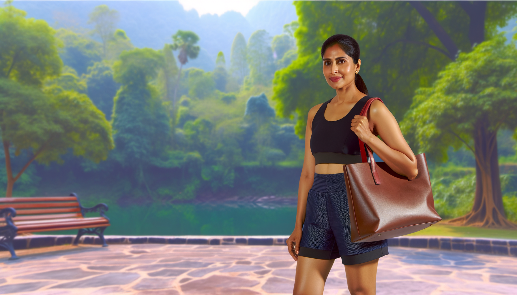 Sporty style with athleisure wear and a tote bag