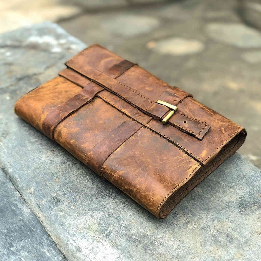 Casual Brown Leather Clutch for Daily Use