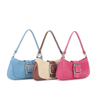 Lady Genuine Leather And Canvas Handbag Tote Bag