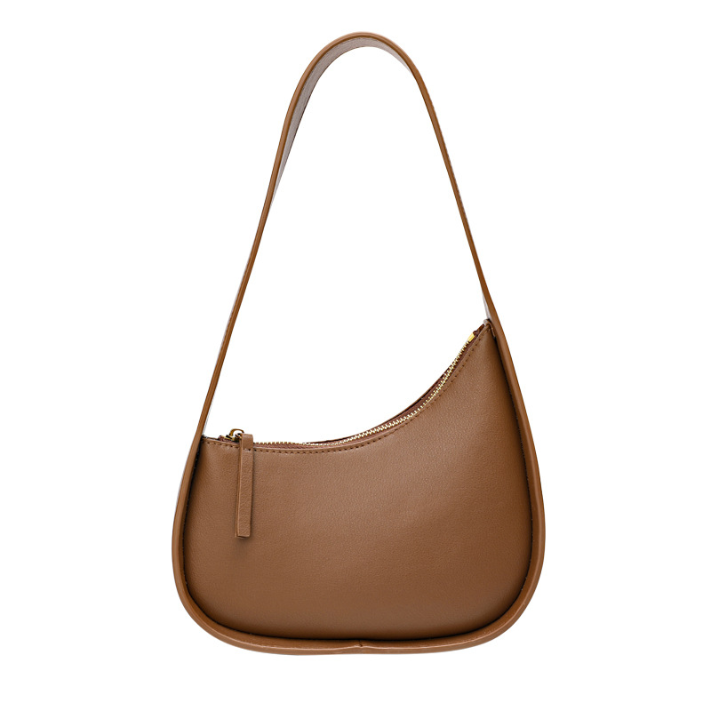 Crescent-shaped single-shoulder genuine leather underarm bag-Asymmetrical Crescent-Shaped