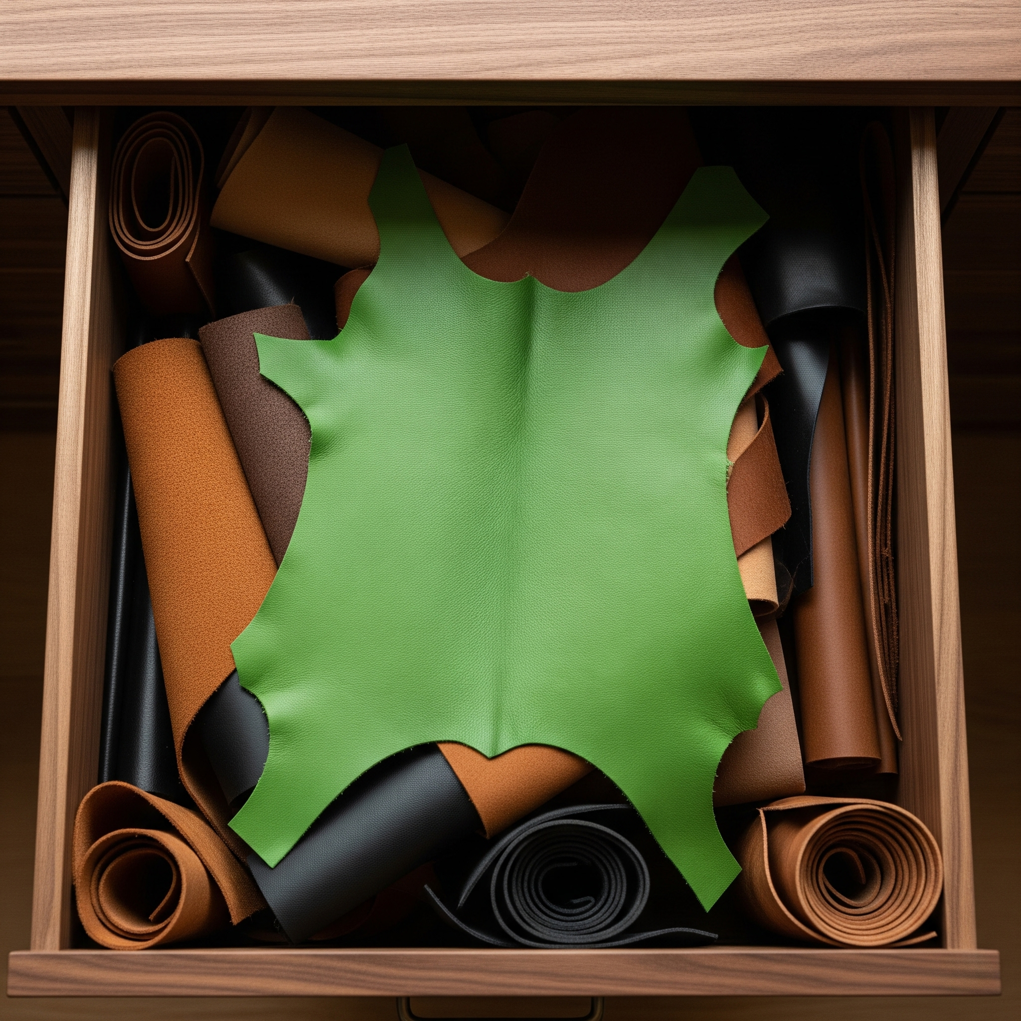 Green Vegan Leather Ready for Handbag Manufacturing