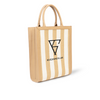 Kueenseglar Canvas PU City Walk Beige Tote Bag
