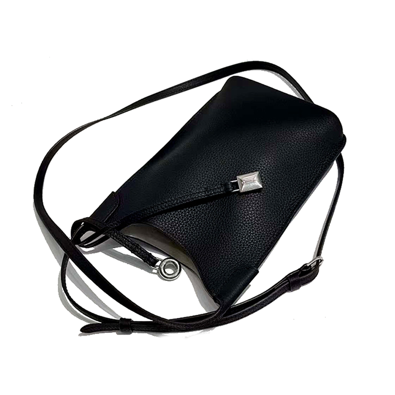 Minimalist Grained Calfskin Crossbody Phone Bag with Thin Strap-Calfskin-Minimalist-Compack
