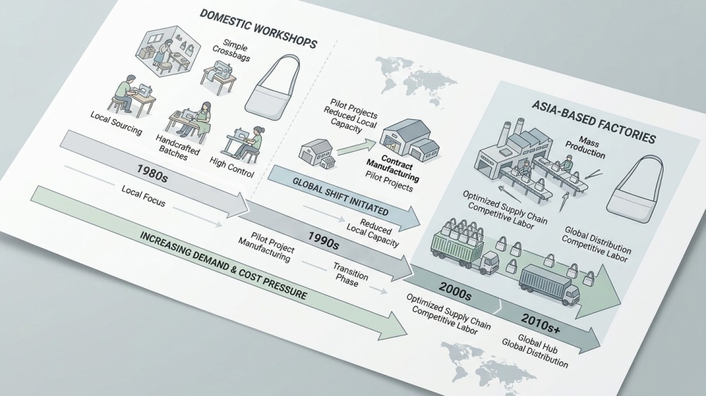 Timeline diagram of manufacturing shifts