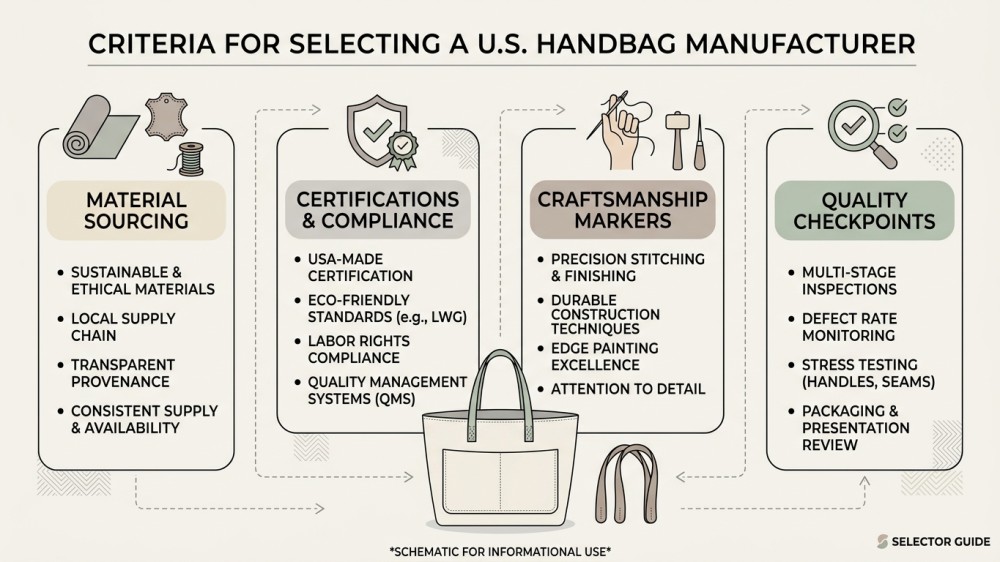 Minimalist schematic showing factors in choosing a manufacturer