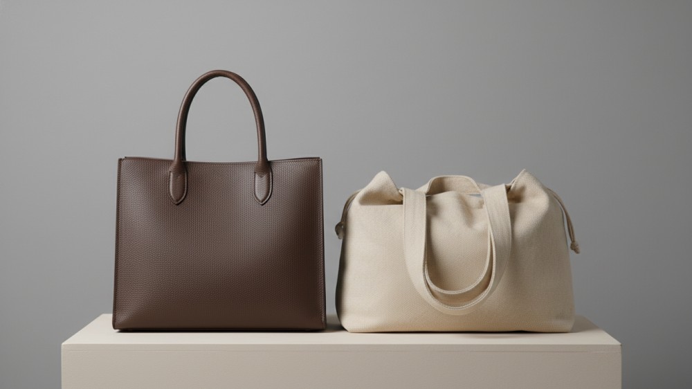 side-by-side-comparison-of-a-structured-leather-tote-and-a-fabric-shopper-bag