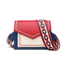 Genuine leather small crossbody bag with webbing strap