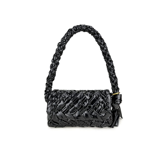 Pleated, Tasseled, Crafted Woven French Style Oil Wax Leather Crossbody & Shoulder Bag