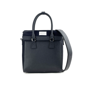 Pure black leather crossbody commuter laptop bag