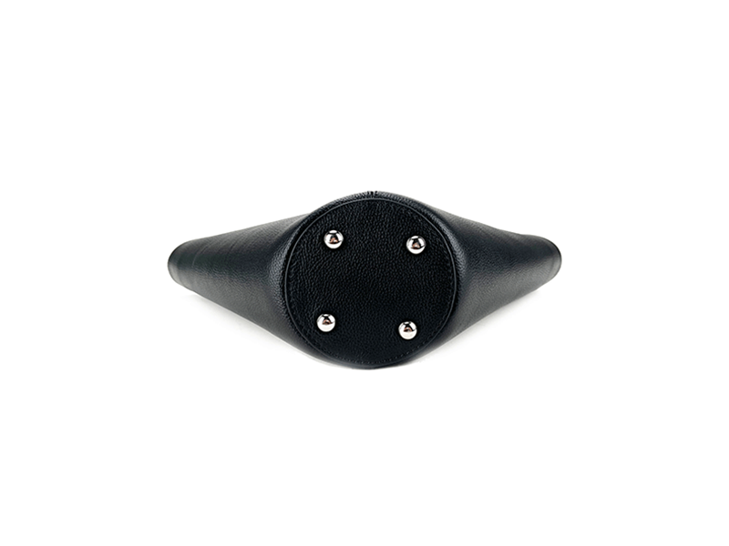 Pebbled Cowhide Sector-Shaped Top-Handle Shoulder Bag-Circular Base