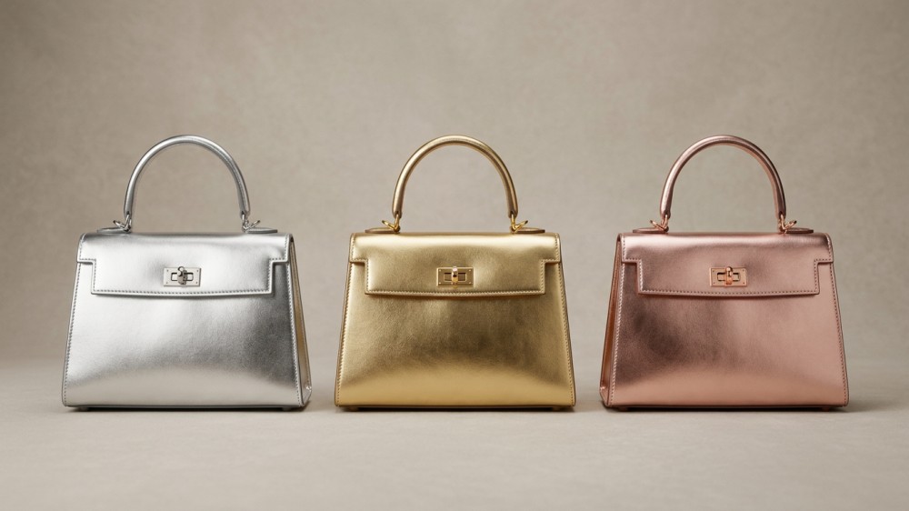 silver-gold-and-rose-gold-handbags-showcasing-finish-differences