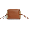 Genuine leather small lady tote bag cashmere fabric