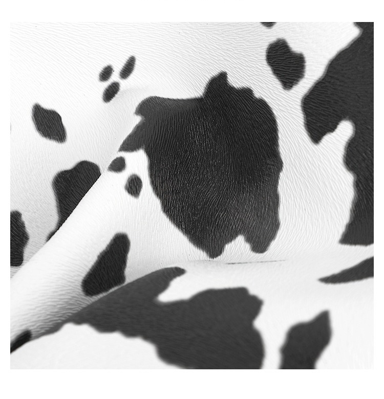 black cow print bag-leather