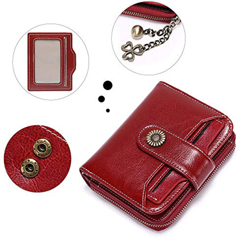 Sunflower Buckle Genuine Leather Purse - hardwares