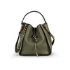 Top-Grain Leather Gothic Rivet Bucket Bag