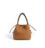 Boheme Soft Genuine Leather Woven Handle And Strap Bucket Bag For Ladies