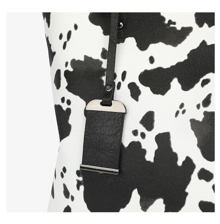black cow print bag-detail