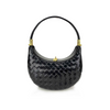 Minimalist French Hand-Woven Rhombus Pattern Handheld Crescent Bag