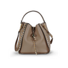 Top-Grain Leather Gothic Rivet Bucket Bag