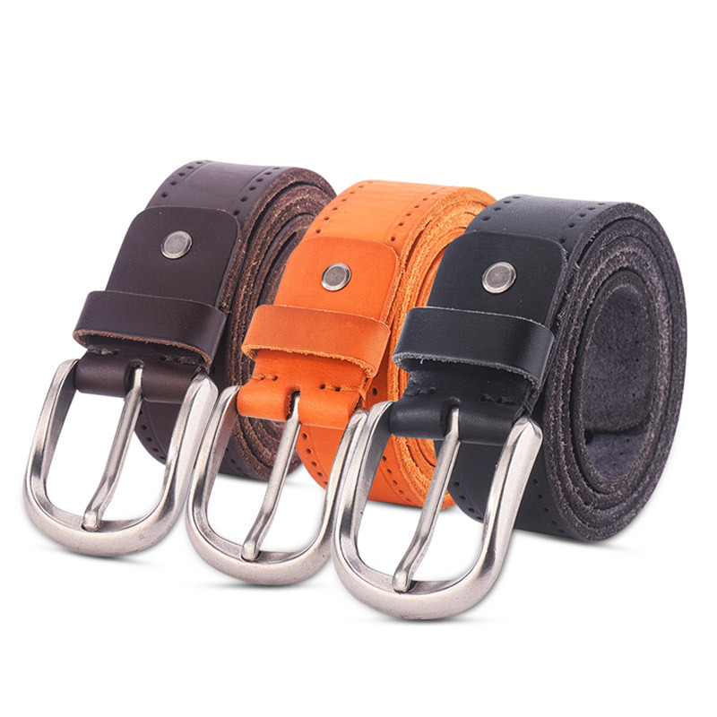 Men's Top Cowhide Washed Retro Pin Buckle Belt-Multiple Colour Options