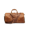 Retro Crazy Horse Leather Duffle Bag with ID Tag