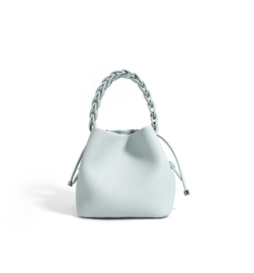 Boheme Soft Genuine Leather Woven Handle And Strap Bucket Bag For Ladies