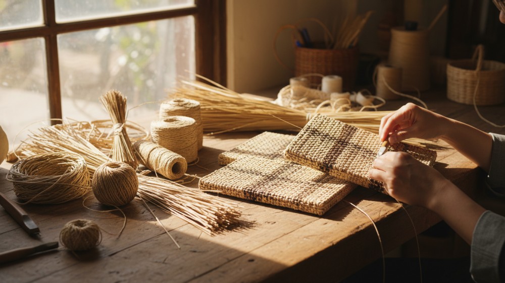 close-up-of-natural-fibers-and-woven-handbag-panels