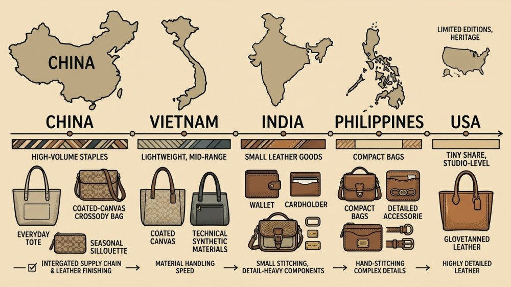 Diagram connecting bag types to production regions
