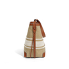 Genuine leather small lady tote bag cashmere fabric