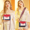 Genuine leather small crossbody bag with webbing strap