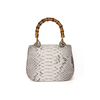 Luxury Python Leather Women's Top Handbag With Bamboo Handle