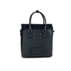 Pure black leather crossbody commuter laptop bag