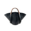 Pebbled Cowhide Sector-Shaped Top-Handle Shoulder Bag