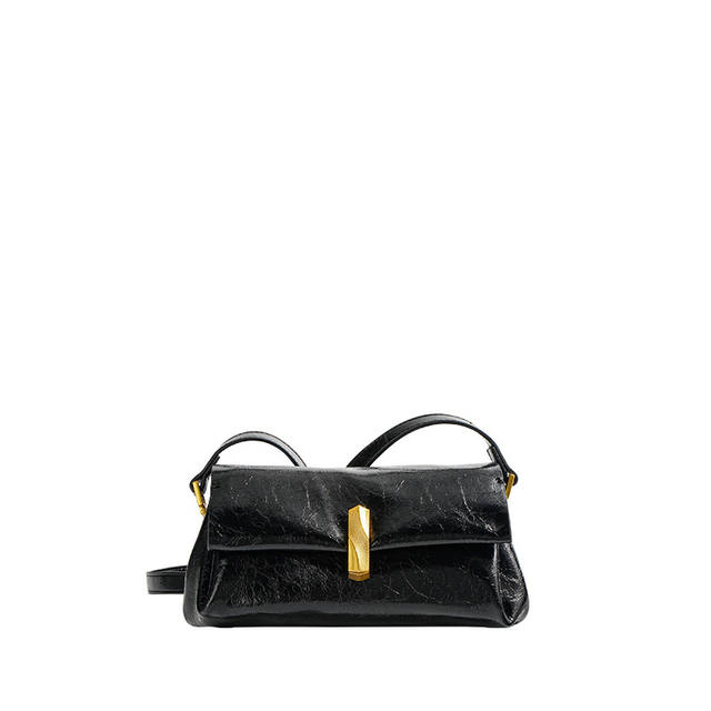 2024 Fashion High-end Soft Wax Genuine Leather Underarm Baguette Bag for Female