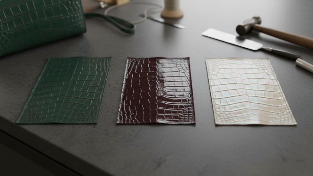 exotic-leather-swatches-demonstrating-matte-glossy-and-pearlized-finishes