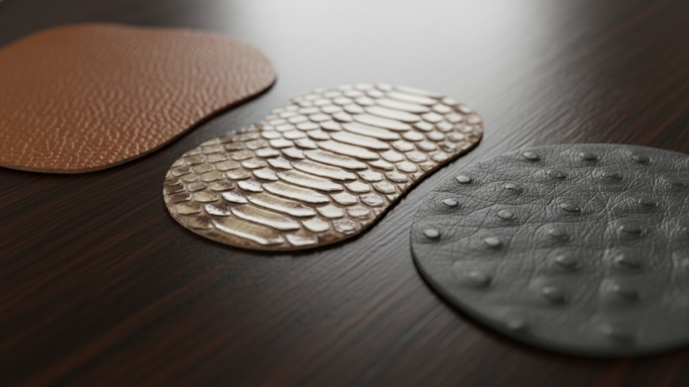 close-up-of-full-grain-python-and-ostrich-leather-textures
