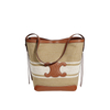 Genuine leather small lady tote bag cashmere fabric