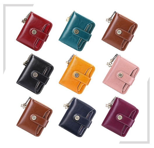 Sunflower Buckle Genuine Leather Purse - colors