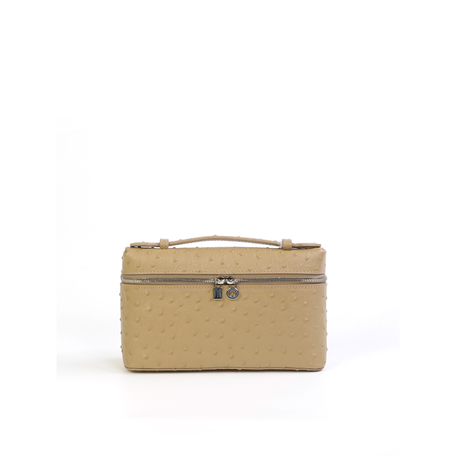 Ostrich Leather Women's Square Crossbody Clutch Bag for Phone