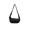 Casual Crescent-Shaped Genuine Leather Crossbody Bag with Woven Net Overlay