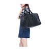 Fashion large capacity black weave weekender PU sport gym crossbody bags travel with custom printed logo