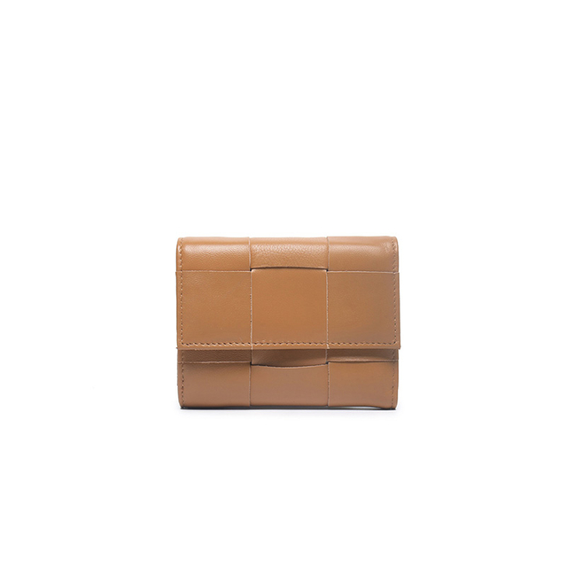 Factory Wholesale Genuine Leather Braided Wallet With Fashion Trifold Purse for Women
