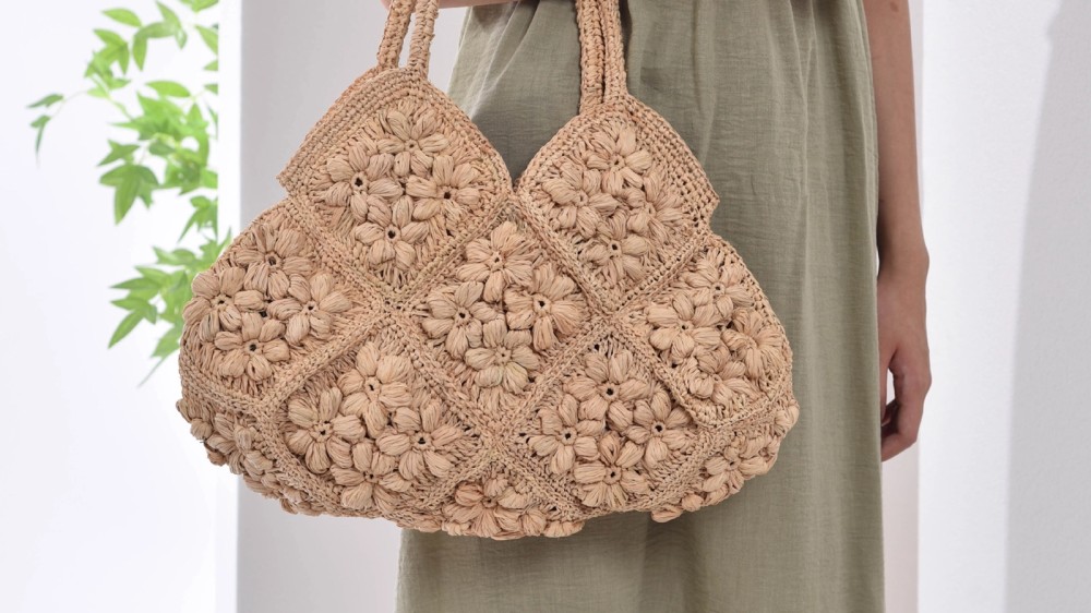 hand-crocheted-raffia-handbag-worn-on-arm