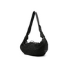 Casual Crescent-Shaped Genuine Leather Crossbody Bag with Woven Net Overlay