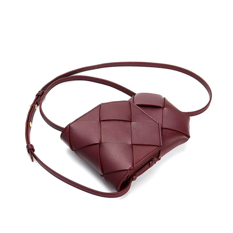Intrecciato Leather Mini Crossbody Phone Bag with Luggage Tag-Intrecciato Technique