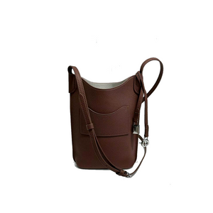 Minimalist Grained Calfskin Crossbody Phone Bag with Thin Strap