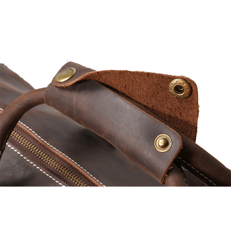 Retro Crazy Horse Leather Duffle Bag with ID Tag-Premium Accessories