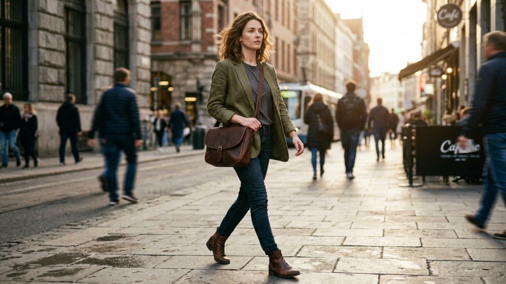 model-wearing-leather-messenger-bag-crossbody