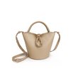 Woven Knot Metal Accent Bucket Crossbody Bag